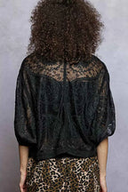 POL Open Front Crochet Cardigan with Floral Embroidery