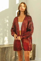 BiBi Metallic Knit V-neck Open Sweater Cardigan