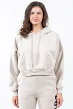 American Bazi Beige Cropped Hoodie Women's Letter Graphic Long Sleeve Top c456ea6e-5d08-40c8-81bf-3481fdc1bb31-Min Trendsi