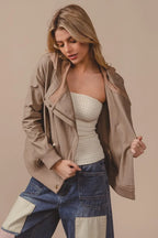 BiBi Jacket Textured Woven Rider Hooded Long Sleeve Zipper c464693eacd544469c4b79b9df9b3eca-Max-Origin Trendsi