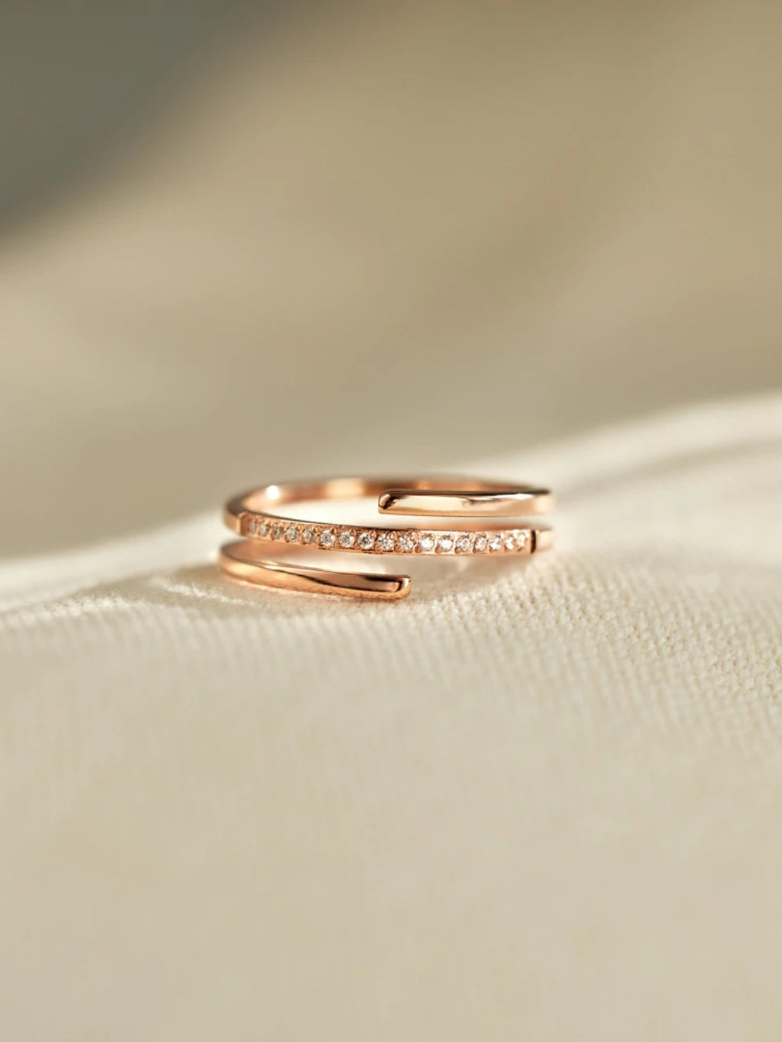 Zircon Ring Women Twist 18K gold-plated 925 Sterling Silver Inlaid Jewelry Rose Gold c4731055-c097-4f6a-a747-6a4bcbe2f53b-Max Trendsi