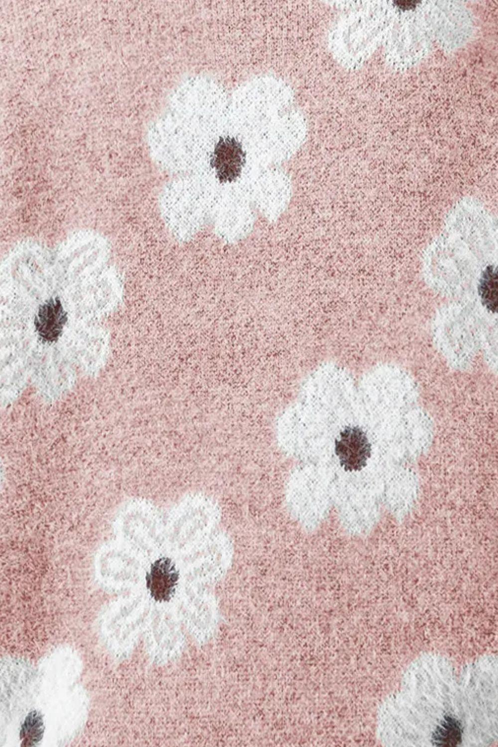 Sweater Flower Turtleneck Half Zip Long Sleeve Knitwear c47571ed-e7d2-4ae3-b92f-8a6807e7537e-Max Trendsi