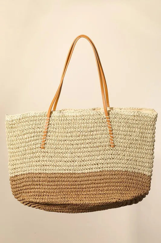 Fame Accessories Straw Tote Bag Braided Tan Khaki Beach Large Handbags Ta one size c478c256-f101-4136-91d2-eed6ed687f58-Max-Origin Trendsi