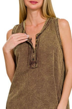 Zenana Tank Top Henley Washed Half-Button Raw Edge Sleeveless Blouse c47f6554-0ee8-47da-a0e1-013555e9d573-Max-Origin Trendsi