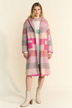 Davi & Dani USA Women Coat Longline Tied Striped Color Block Collared Belted c482cc95-8dad-41c3-90ae-fc239555cb20-Max Trendsi