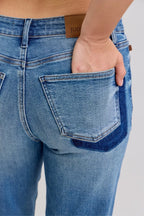 Judy Blue Jeans Boyfriend Patch & Repair Destroy Release Hem Mid Rise Plus Sizes c4962d583cfa4c11b1d2a4914fbc9cd6-Max-Origin Trendsi