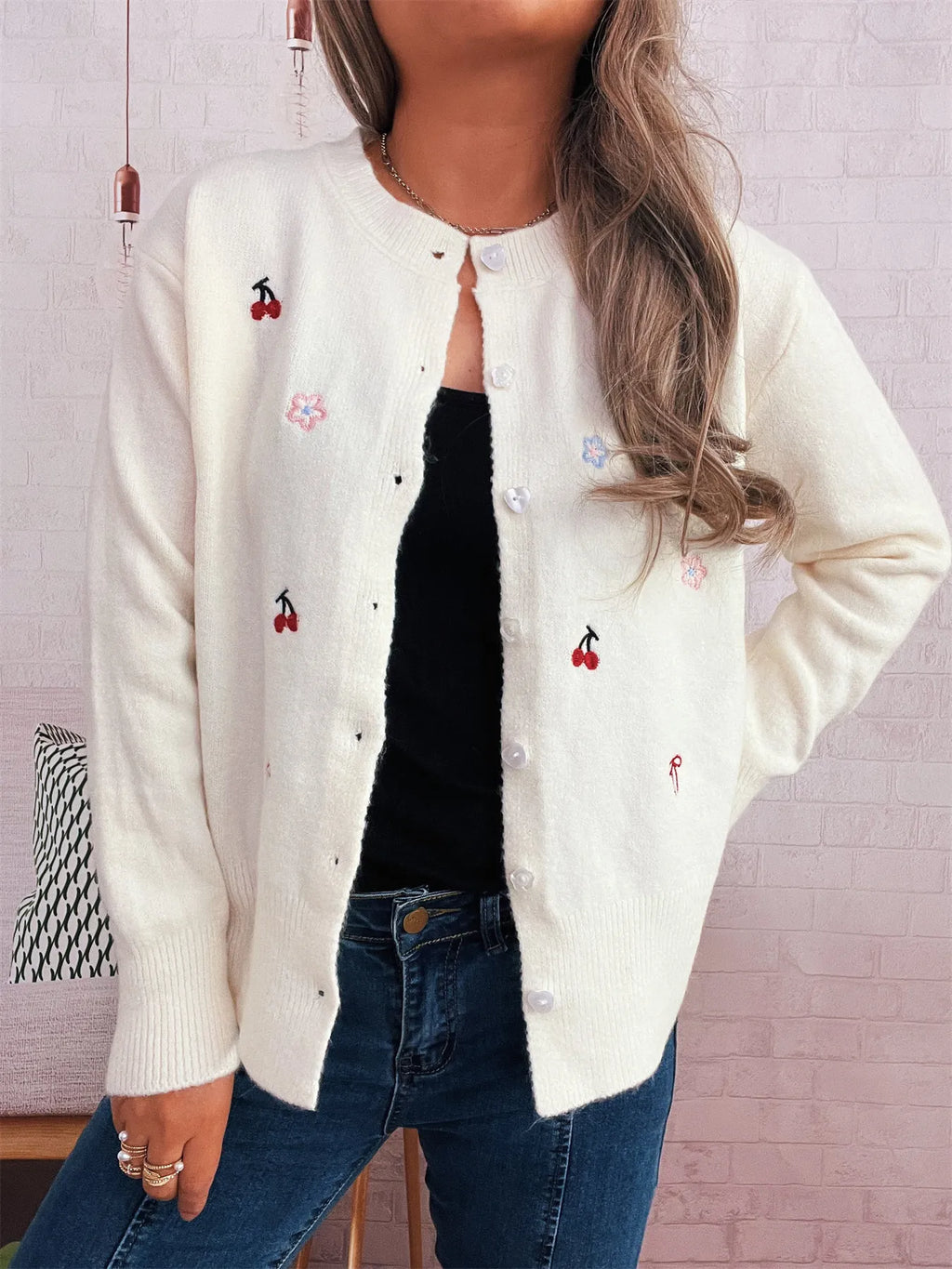 Women's Cardigan Ribbed Button-Front Knit Embroidered Long Sleeve c4a5fcabd99e4ace9db3a8379f8f49d1-Max-Origin Trendsi