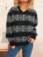 Women's Sweater Contrast Ribbed Hem Long Sleeve Pullover c4ab7012cea346b09311eae81a76c0b4-Max-Origin Trendsi