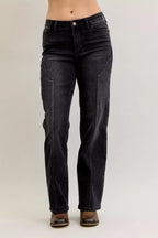 Judy Blue Womens Jeans Black Straight Western Seam Detail Mid Rise Denim Pants c4bc327b19394f7aacf04a76c7215728-Max-Origin Trendsi