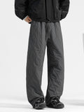 Men's Plus Size Quilted Loose-Fit Pants with Drawstring Waist
