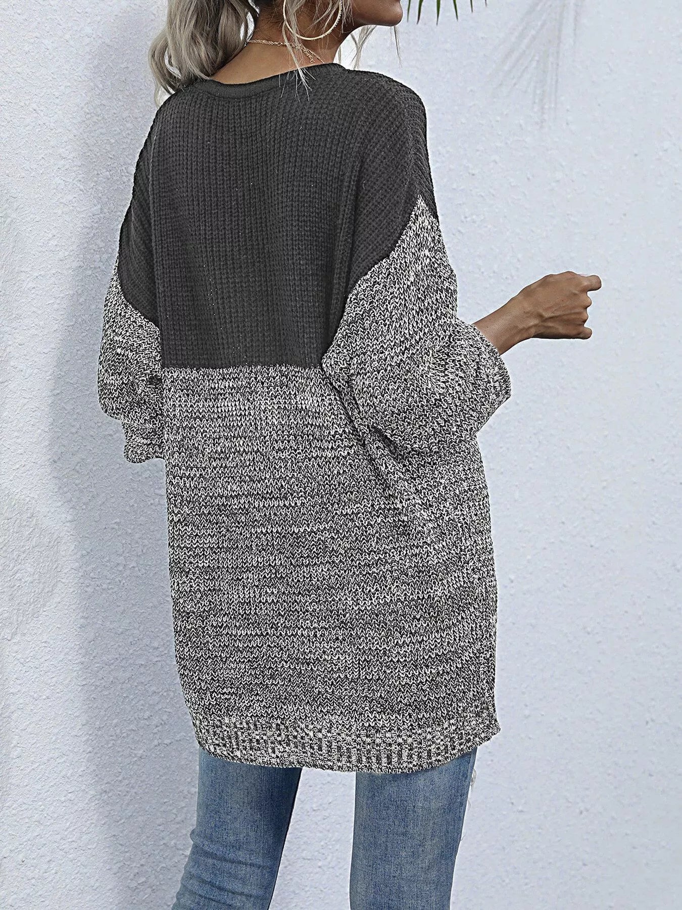 Women's Oversized Sweater Color Block Long Sleeve Knitwear c4fab3b3-39d9-4873-8d7c-34180b305d0a-Max-Origin Trendsi
