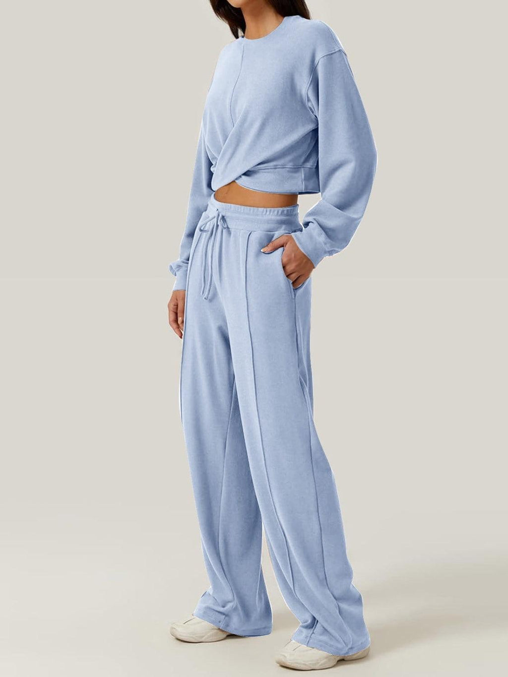 Outfit Set Crisscross Twist Round Neck Top and Drawstring Pants Set Light Blue c510d4dc-3a0d-4c07-bb76-9e99b1d134c0-Max Trendsi
