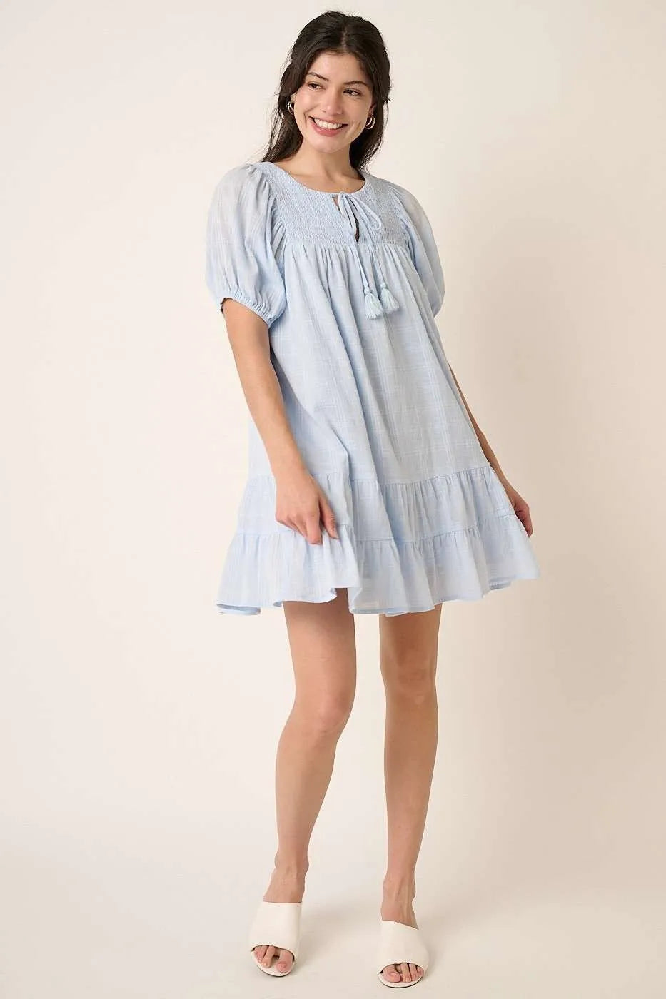 Mittoshop Mini Dress Cotton Tassel Tie Plaid Blue Gauze Short Sleeve c5322943ae7a4915b401c0ec8756e011-Max-Origin Trendsi