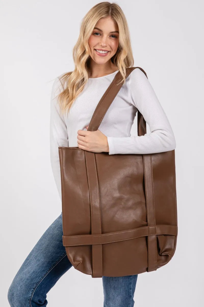 Extra Large Tote Bag Fame Hat Carrier Brown Pu Leather Oversized Handbag c5671775ded54f0a8d412ca9b7dff7d9-Max-Origin Trendsi