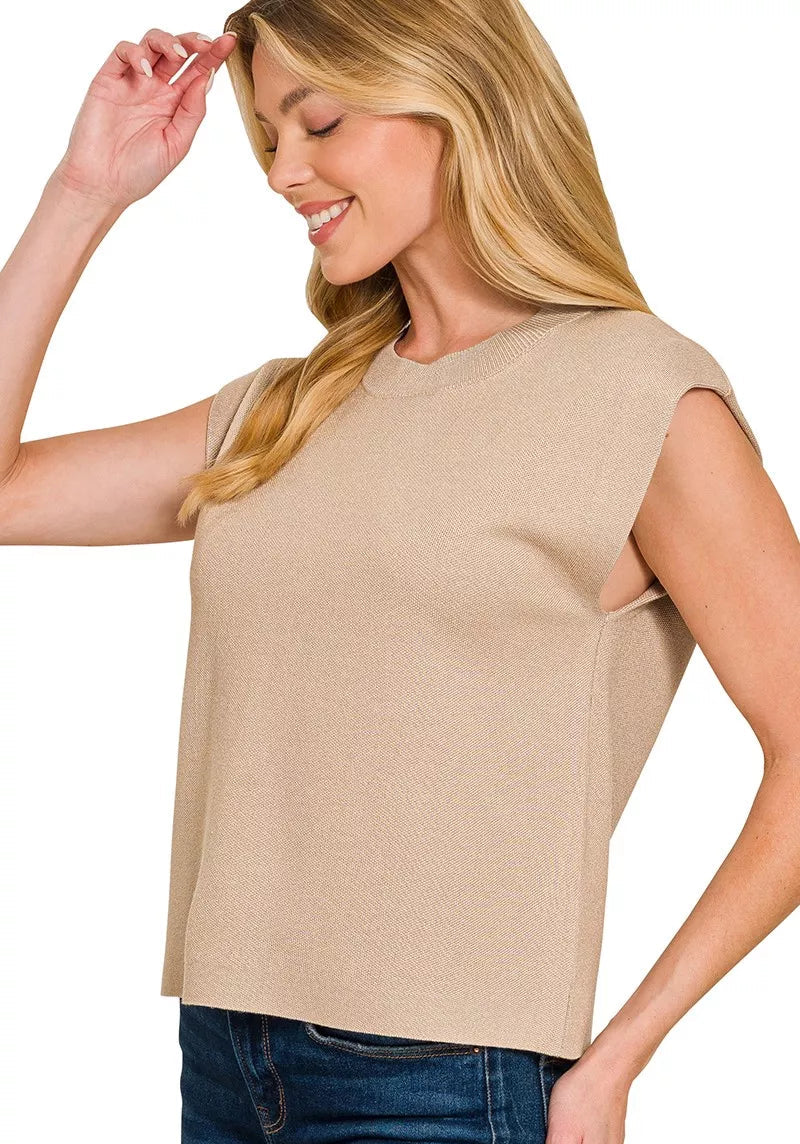 Zenana Round Neck Viscose Sweater Vest