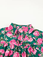 Women's Blouse Floral Pink Printed Tassel Tied Collar Puff Long Sleeve Top c5865e4b29cf4fbe9938a5543d4f071e-Max-Origin Trendsi