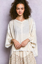POL Womens Hoodie Cream Short Sleeve Top with Lace Detail CREAM c593814f-341e-4aa4-b8c1-5d45a2c73df4-Max-Origin Trendsi