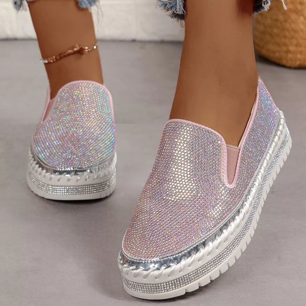 Rhinestone Round Toe Platform Loafers Pink c5cd3956dc8b44ca8dce7234325769b3-Max-Origin Trendsi
