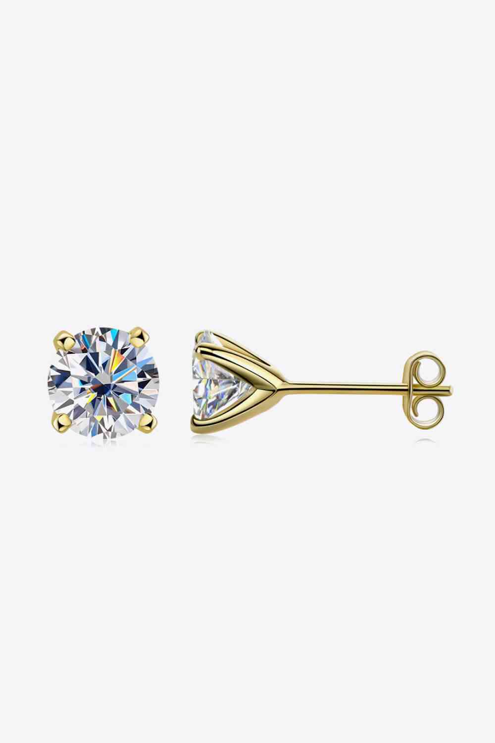 Stud Earrings Silver 1 Carat Moissanite 4-Prong 925 Sterling Gold Silver Gold One Size c5ce1cad0d7c41b59694842bd2209f51-Min Trendsi