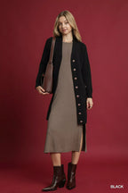 Umgee Sweater Cardigan Black Button Longline with Front Pockets c5d962b6-3ec3-473e-a97d-cefa389e233e-Max-Origin Trendsi