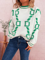 Women's Sweater Contrast Round Neck Long Sleeve Oversized Ribbed c5de792b0c6649dca589b6329f469bd1-Max-Origin Trendsi