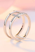 Inland Zircon Cross Ring 18K gold-plated Double Layered 925 Sterling Silver c6111c0c-6b4b-456a-9369-bf8130fa88bf-Max Trendsi