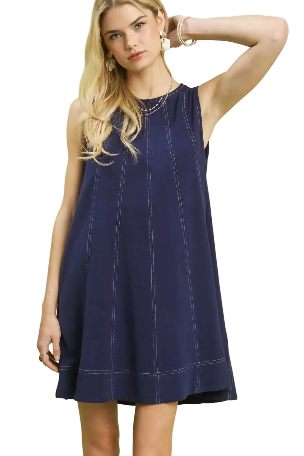 Umgee Sleeveless Linen Swing Dress