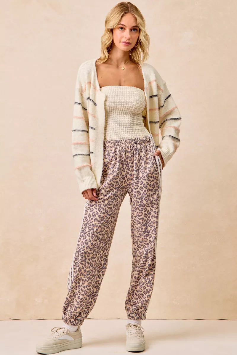 BiBi Women Leopard Track Pants Side Lines Elastic Waist with Pockets c64e09c2a00e45baa02d871aa1bd3c04-Max-Origin Trendsi