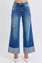 Judy Blue USA Women Jeans Distressed High Waist Wide Leg Denim Pants Medium c6580c83-acd3-48a0-bde9-d9876474406a-Max Trendsi