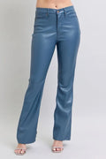 Judy Blue Faux Leather Blue Bootcut Pants High Waist Tummy Control BLUE c662f9e8dac8422c8b9c06bfa841c54a-Max-Origin Trendsi
