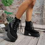 Women's Boots Platform Combat Floral Embroidered Suede Mid Heels Shoes c6695c95a620431d87870bdee5ca12cb-Max-Origin Trendsi