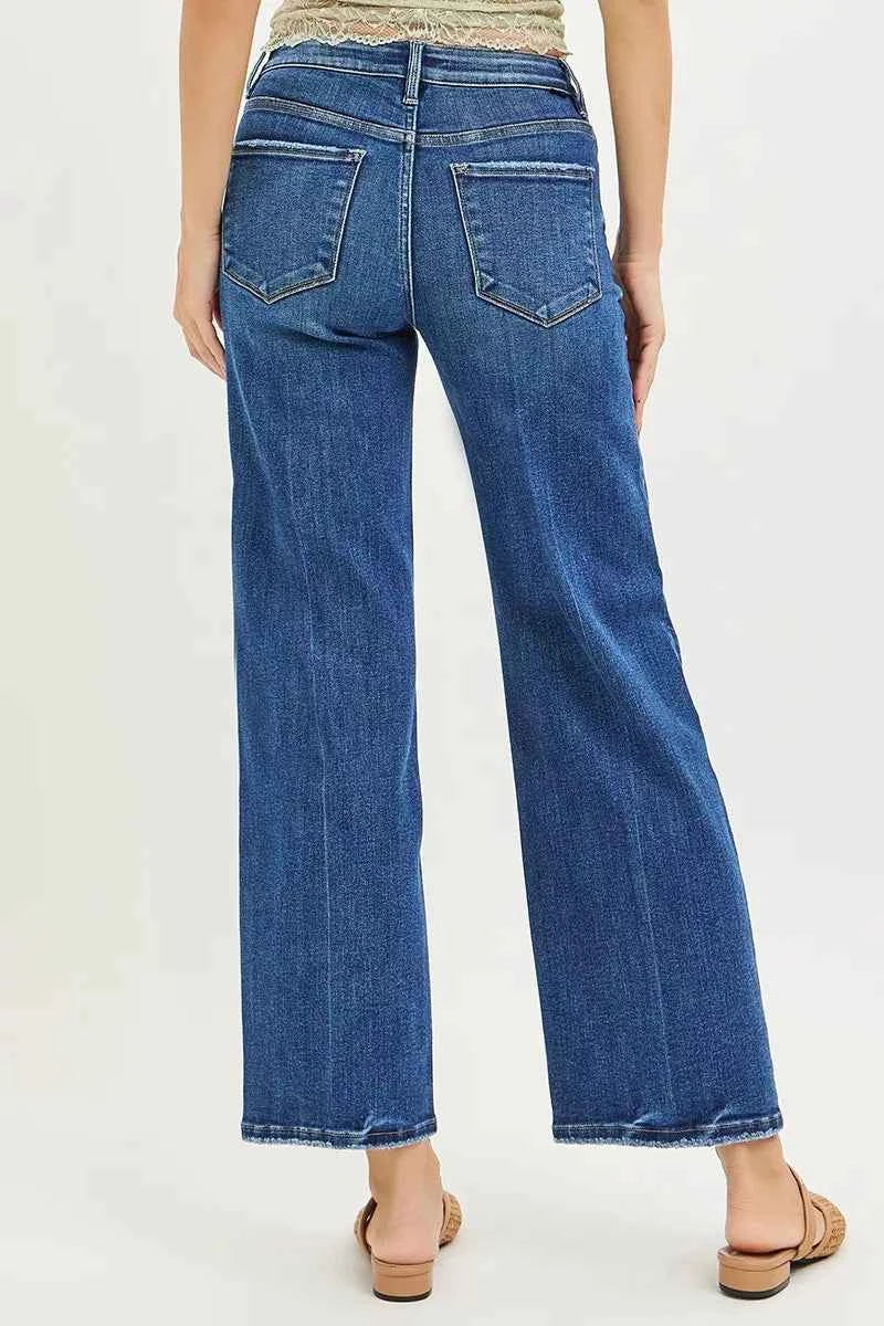 RISEN Tummy Control High Rise Ankle Straight Jeans with Crease Line c66cff84689144b8937107f082093934-Max-Origin Trendsi