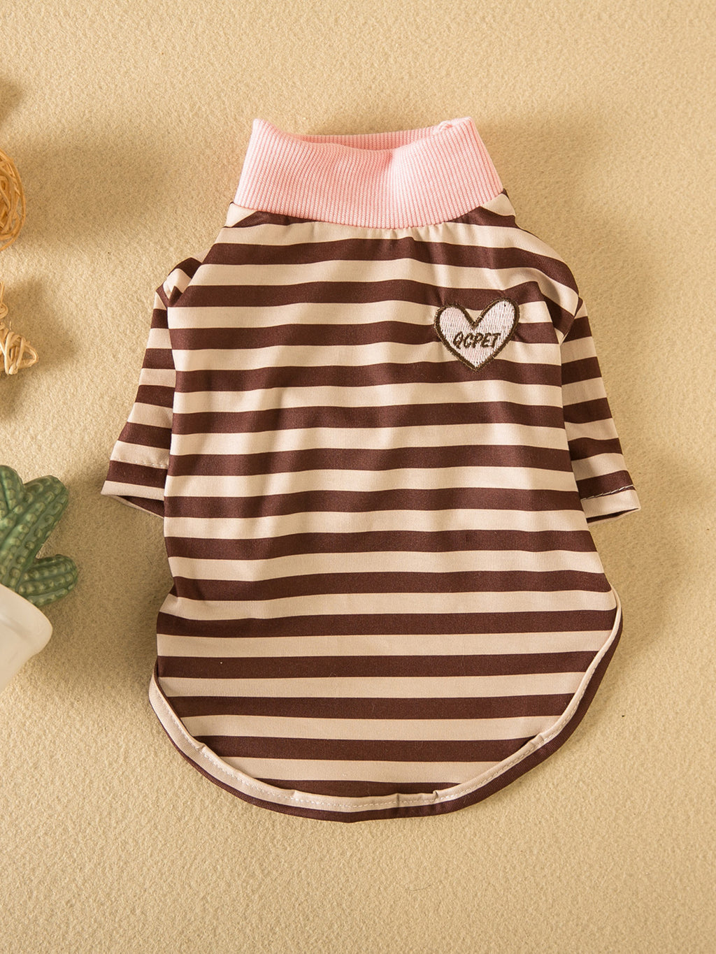 Striped Heart Patch Pet Shirt