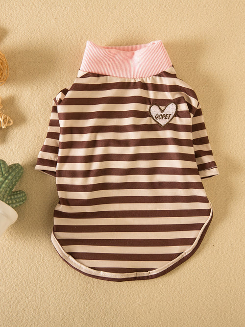 Striped Heart Patch Pet Shirt