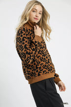 Umgee Leopard Print Sweatshirt Women's Quarter-Zip Collared Soft Top c69ba6eb-e2fb-433c-a877-48d4a8ba5e13-Max-Origin Trendsi
