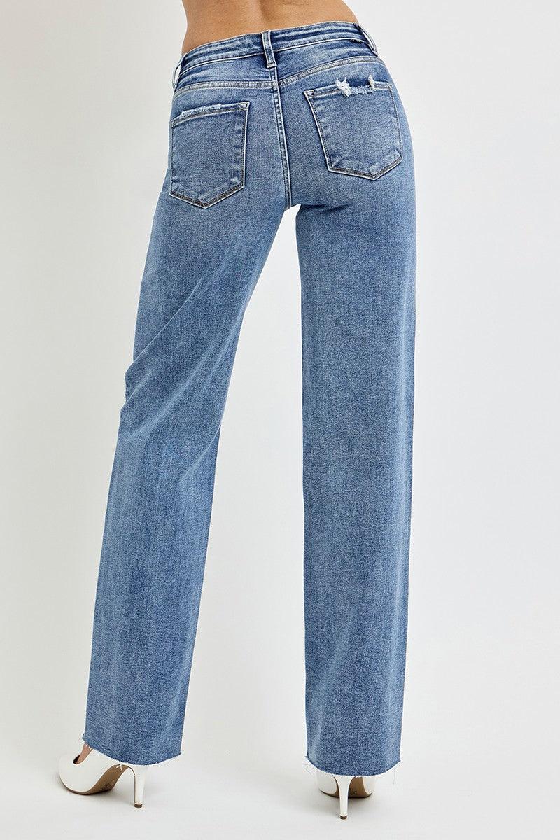 RISEN Jeans High Rise Straight Leg with Pockets Denim Pants