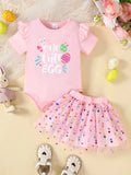 Baby Girl Set Pink Children's Ruffled Graphic Bodysuit and Mesh Sequin Skirt Blush Pink c6c39d59-6122-419c-a808-378f0a107c62-Max-Origin Trendsi