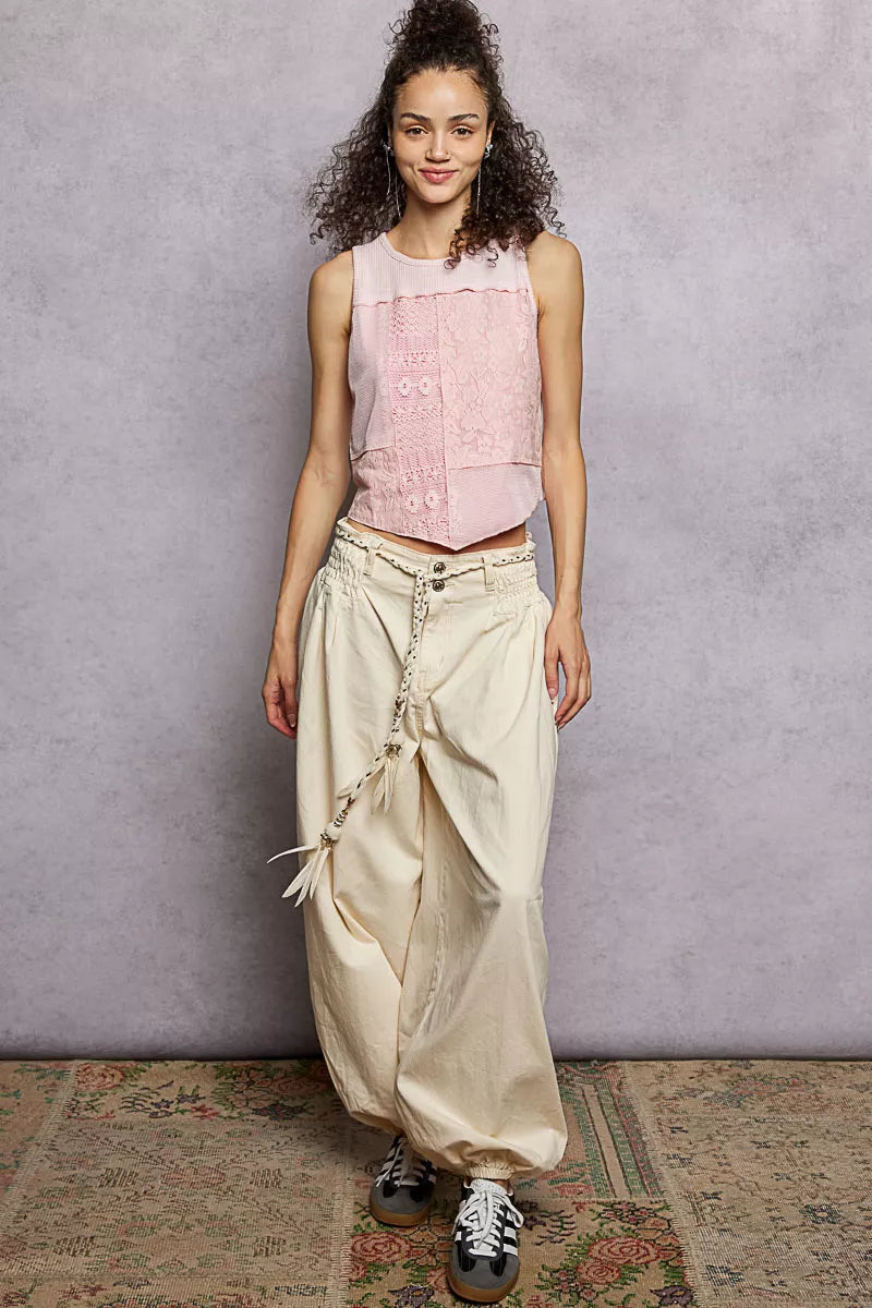 POL Cropped Tank Top Pink Blush Ribbed Round Neck with Lace Detail c6f79f43-8925-4b61-8768-cf44b83200c7-Max-Origin Trendsi