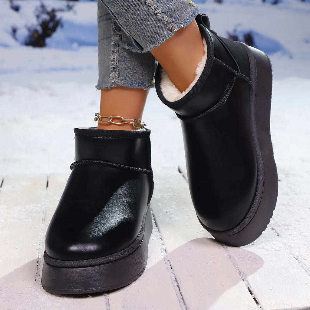 Women's Ankle Boots Pu Leather Faux-Fur Platform Flats Black c72d94e4c9824d8892c5356f0c70ffb4-Max-Origin Trendsi