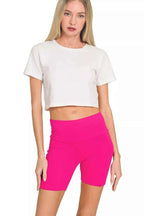 Zenana Activewear Set Hot Pink Brushed Dty Microfiber Top & Biker Shorts c735d32532e54694b2d8a8b20533d728-Max-Origin Trendsi