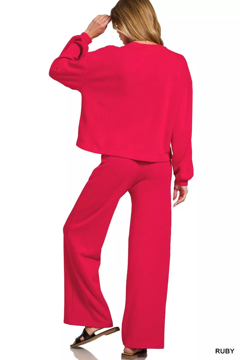 Zenana Wmens Outfit Set Red Ruby French Rib Pullover and Pants c749f9c806d24930b75ae513d5faecfc-Max-Origin Trendsi