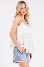 Mittoshop Cami Top White Textured V-Neck c75d2bf2-6bbf-4fb5-8758-03d9a668e0a8-Min Trendsi