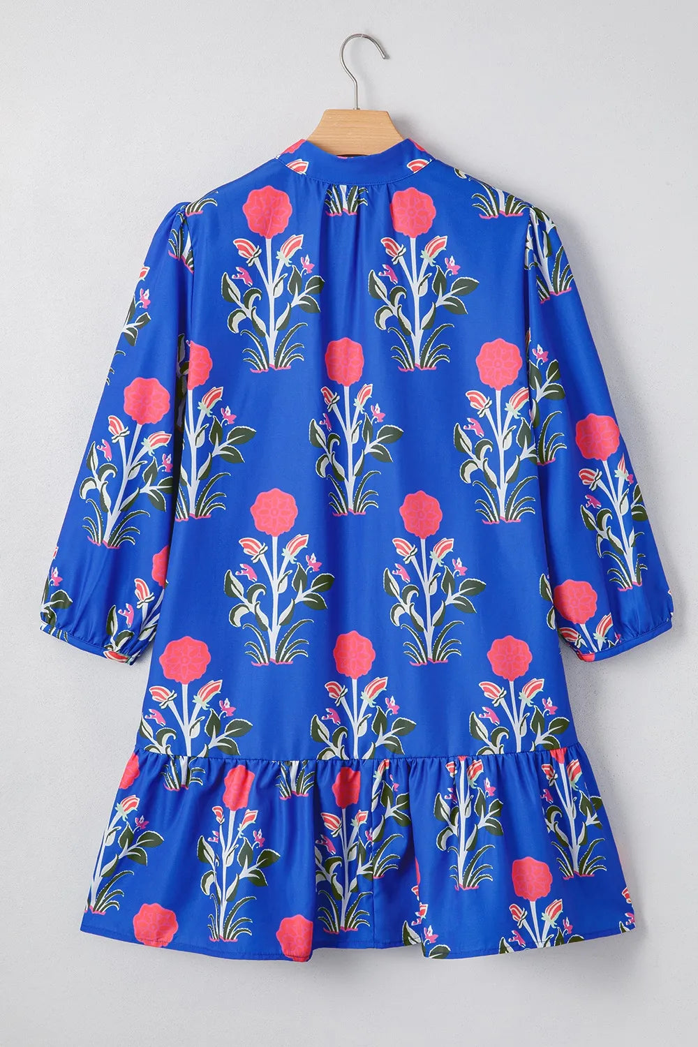Mini Dress Royal Blue Floral Print Long Sleeve Ruffle Hem Buttoned c7609461-0afe-4fb0-b510-3921eb760ecf-Max-Origin_6439c61e-6e76-46a2-9503-5ae678b3e96a Trendsi