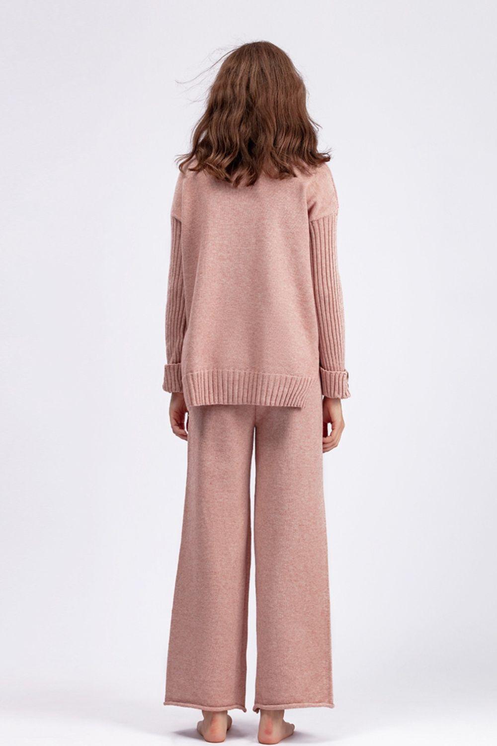 Basic Bae Turtleneck Sweater Set Long Sleeve Knit Top and Pants