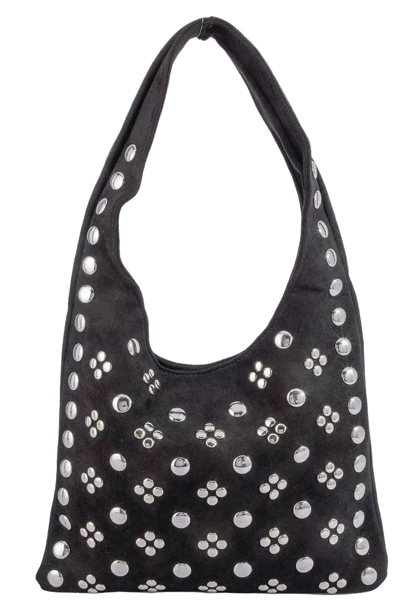 Fame Studded Rivets Hobo Shoulder Bag