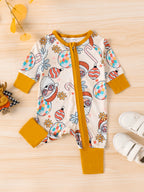 Children's Printed Long Sleeve One-Piece Pajamas