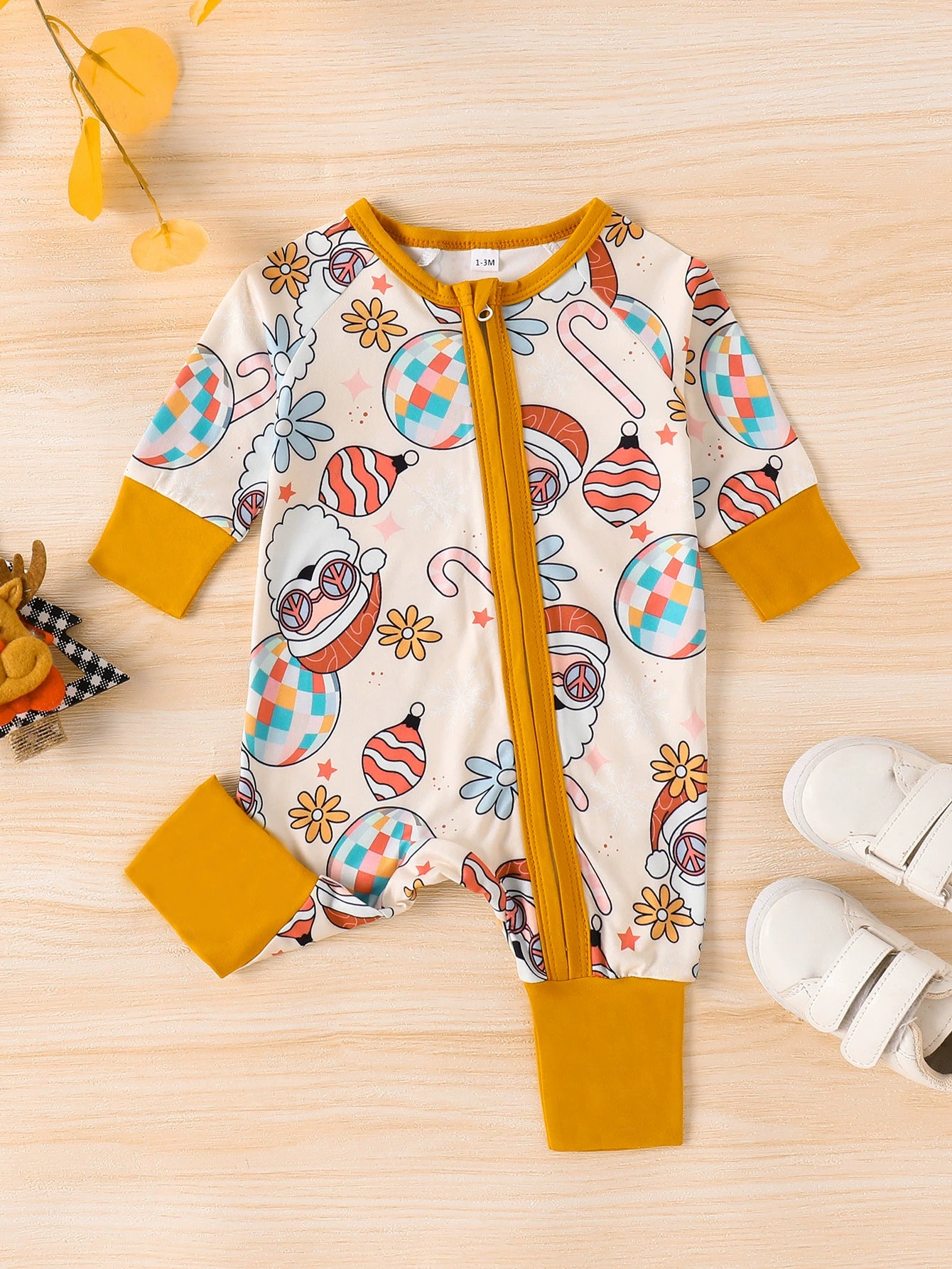 Children's Printed Long Sleeve One-Piece Pajamas