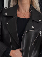 Women's Biker Jacket Zip Up Long Sleeve Pu Leather Overzided Outwear c7be6561-6768-4ff1-80b7-4213a9a8031b-Max-Origin Trendsi
