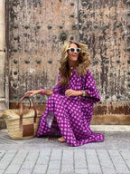 Maxi Dresses Colorful Printed V-Neck Balloon Short Sleeve Ruffled Oversized c7e95d3f82784b169be1349ba5c5aefe-Max-Origin Trendsi