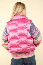 VERY J US Shiny Vest Metallic Zip Up Puffer Sleeveless Outwear c7efd724-f418-4ae2-9db6-970406c887bb-Max Trendsi